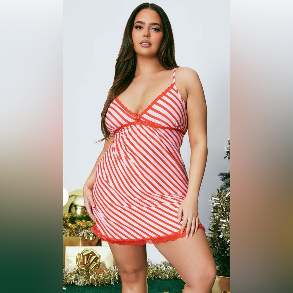 PACK OF 2 Fashion Nova ❤️🤍 striped 1X Sleepwear + 💚 Victoria’s Secret Size XXL - Picture 6 of 11